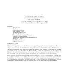 Secrets Of Lock Picking